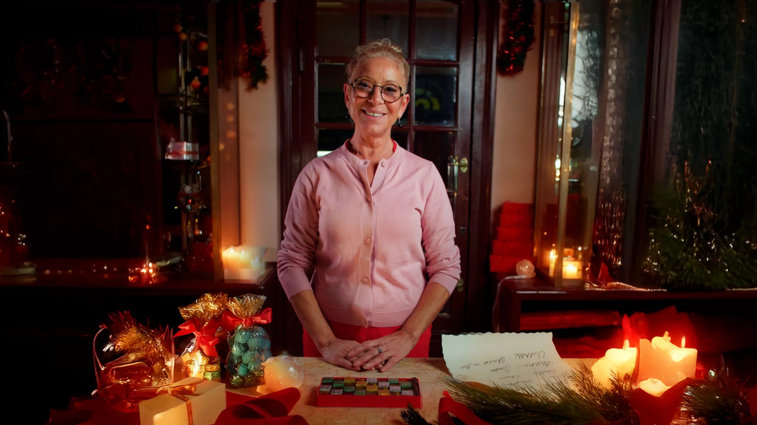 Rina emballe les chocolats Bonnat pour le père Noël